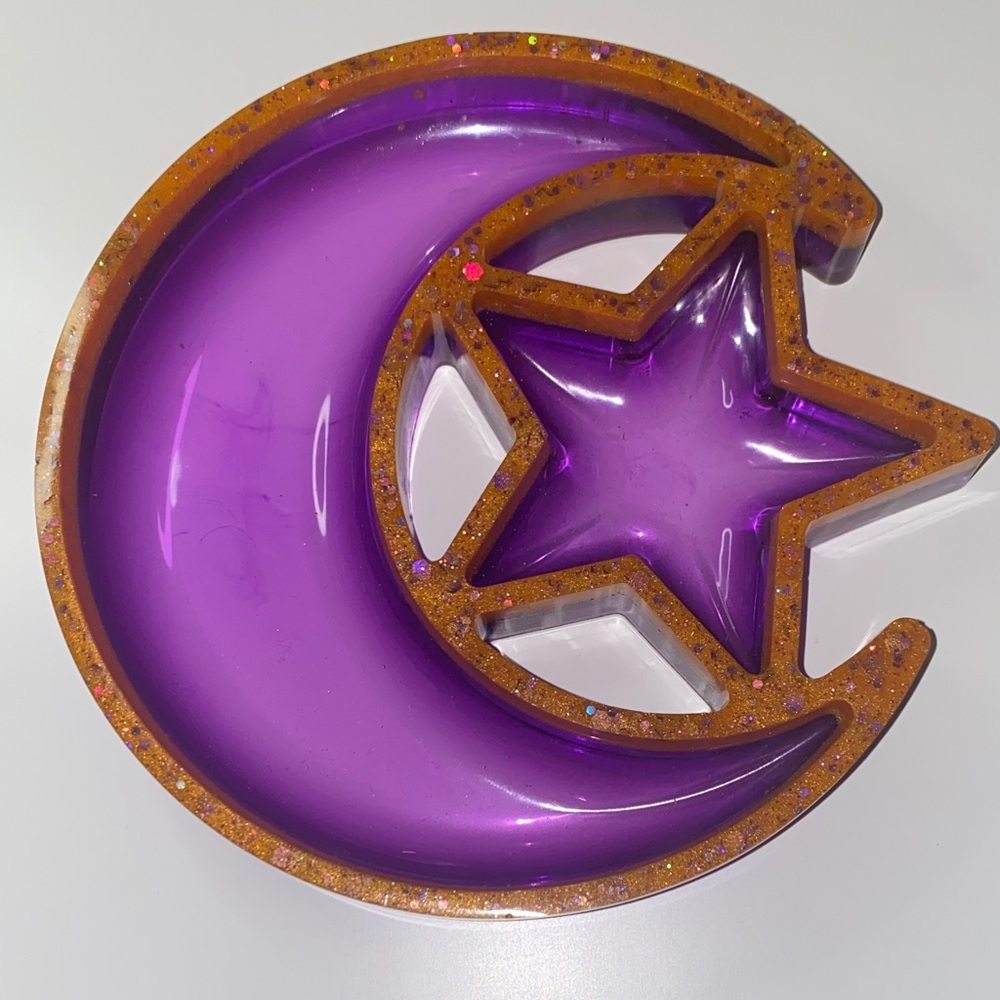 Purple and Gold Moon Star Resin Tray
